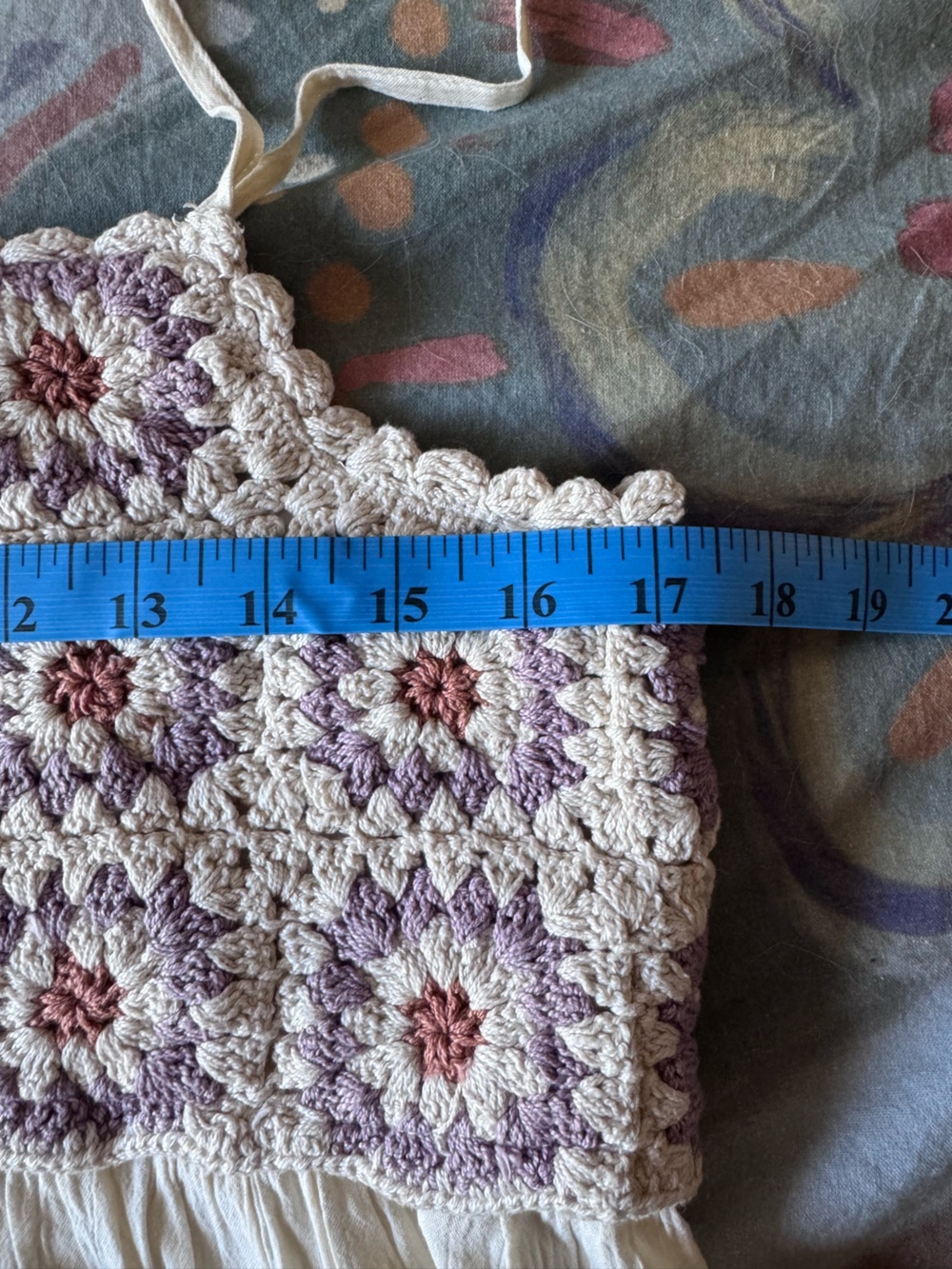Lucky brand granny square Crochet Flower Ivory & Lavender Camisole Top - Picture 6 of 7